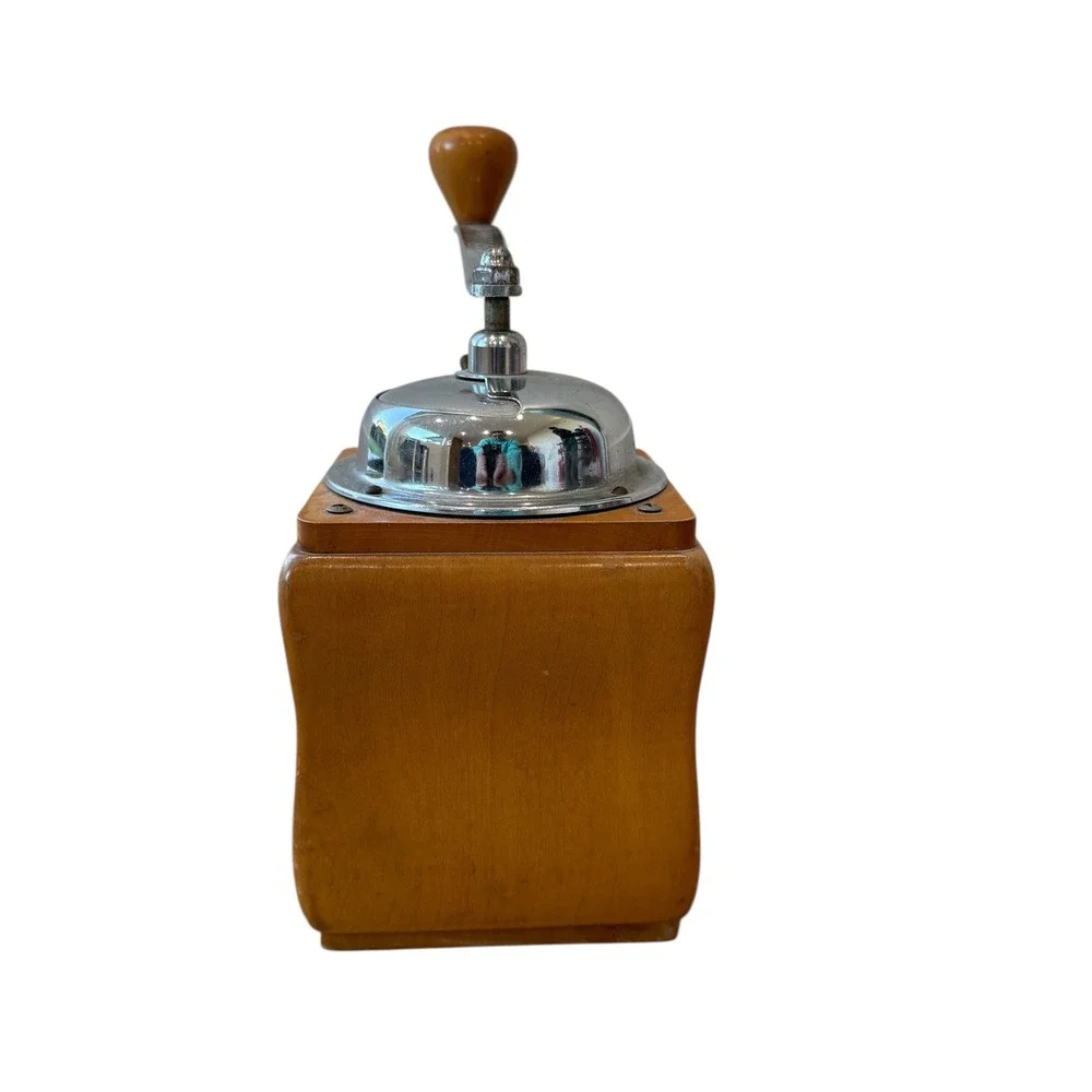 Vintage Dienes Mokka Manual Coffee Grinder‎ Wood Chrome Handle Drawer